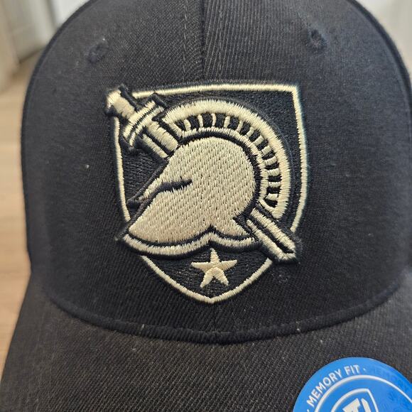 Vintage Army Black Knights Fitted Hat Cap Y2K Black Wool Memory Fit Military - Picture 2 of 10